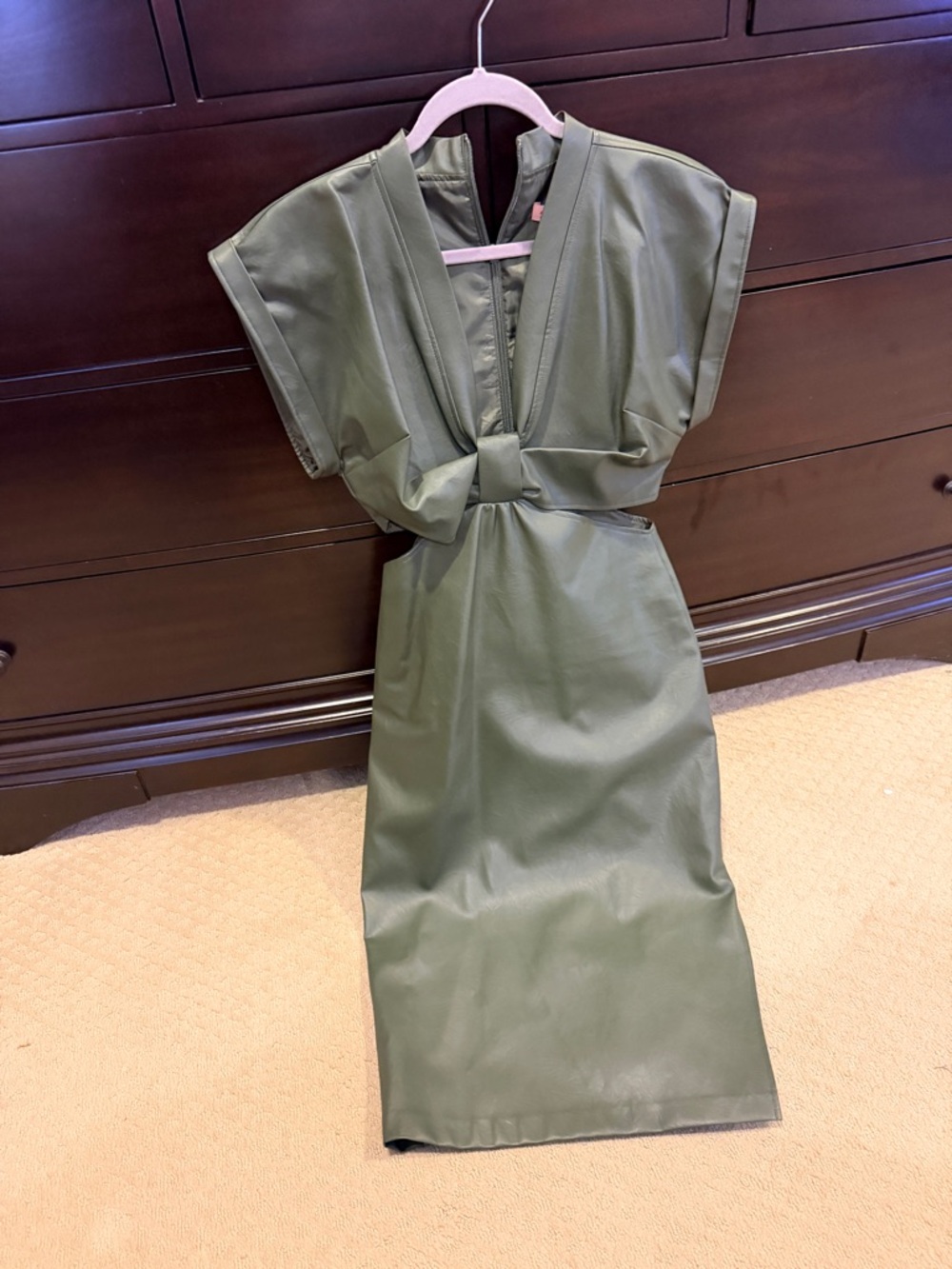 Anthropologie Eva Franco cutout Faux-Leather Sheath Dress - Picture 4 of 5